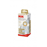 NUK Nature Sense белая пластмассовая бутылочка с силиконовой соской 1S (0-6 месяцев), 150мл 
