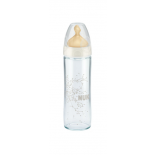 NUK Бутылочка стеклянная "First choice" Classic, Латексная соска, размер 1 (0-6 месяцев), 240мл 