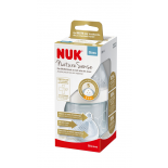 NUK Nature Sense White glass bottle with silicone teat 1S (0 - 6 months), 120ml
